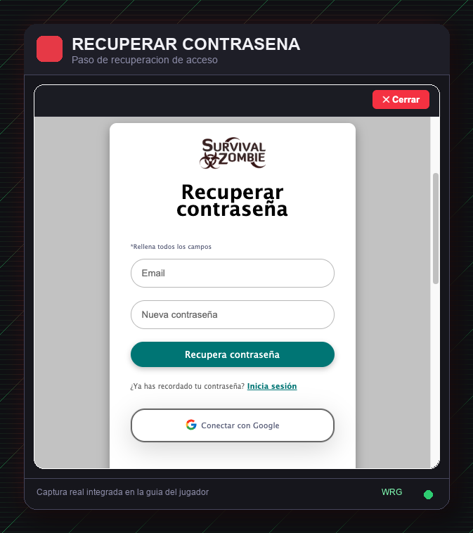 Pantalla de recuperar contraseña